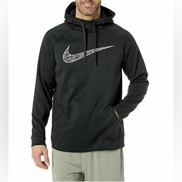 Nike Men's Thermal Essential Graphic Hoodie in Black/White Size Small - Picture 1 of 6